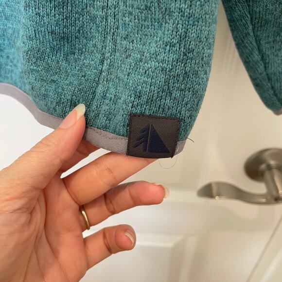 L.L. Bean Sweater Fleece Snap Neck Teal Gray Pullover Gorpcore Hiking XL Petite - Picture 5 of 6